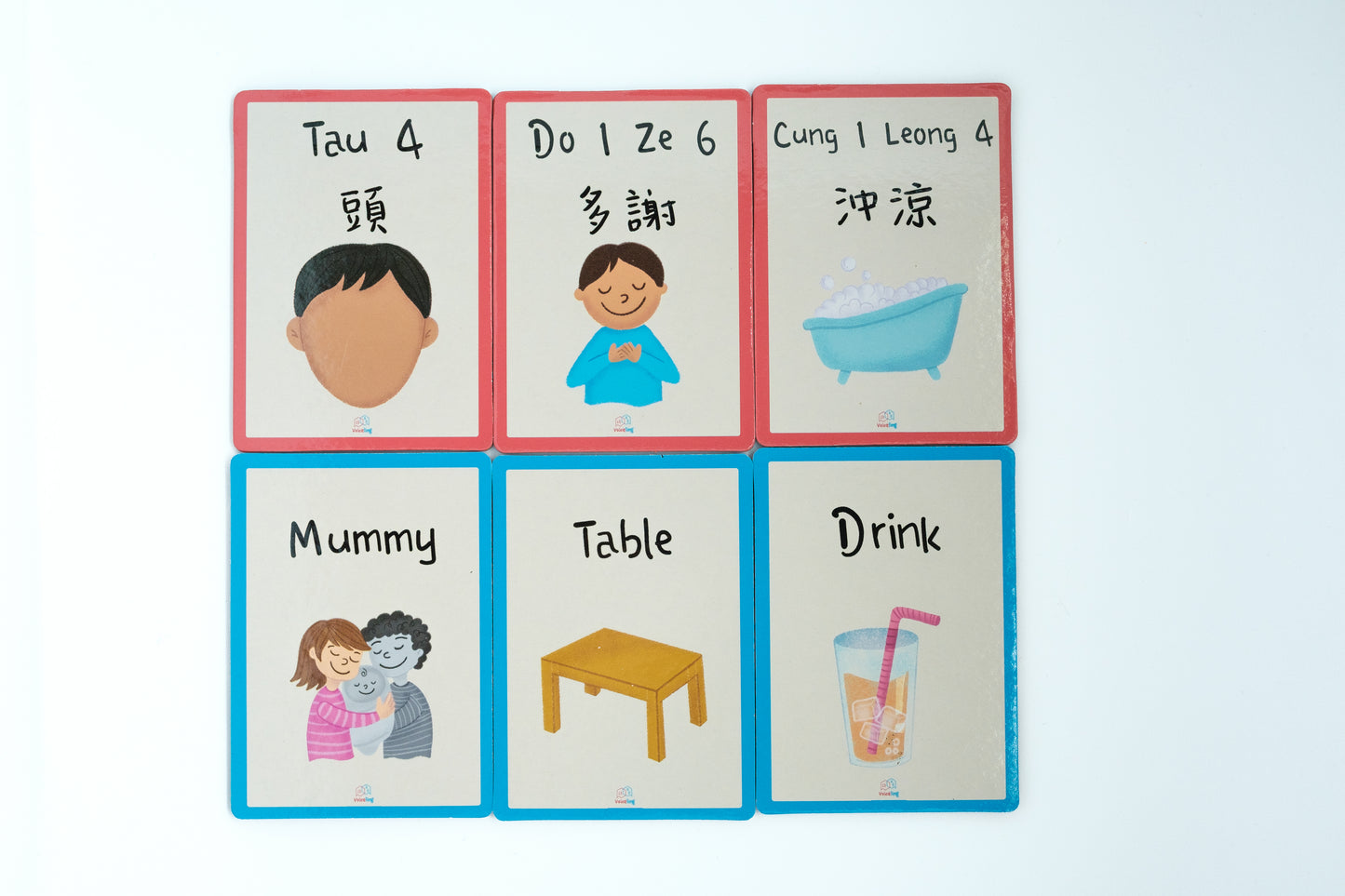 Sample cards from baby first words flash card cantonese to english